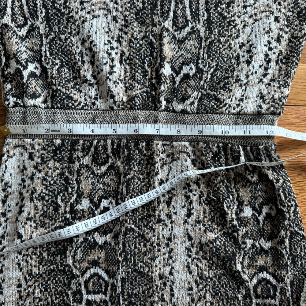 Zara Black Gray Brown Snake Print Long Sleeve Dress Stretchy - Picture 7 of 8